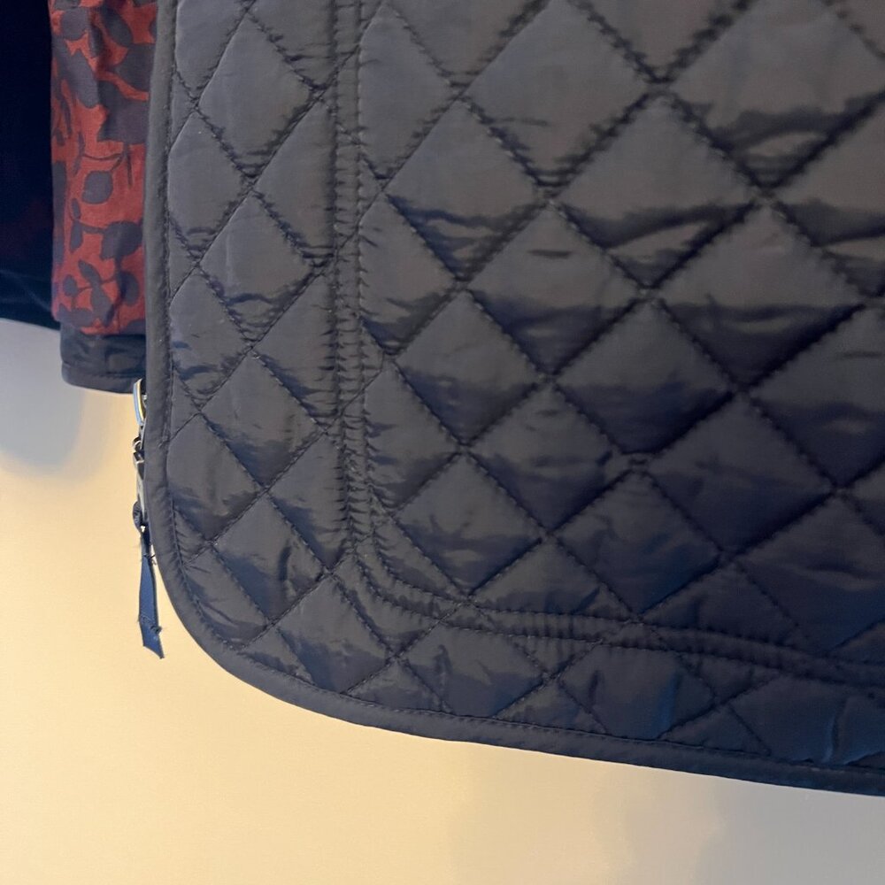 Hobbs London Quilt Quilted Coat Jacket Blue navy 12 large pocket silver zipper - Picture 12 of 14